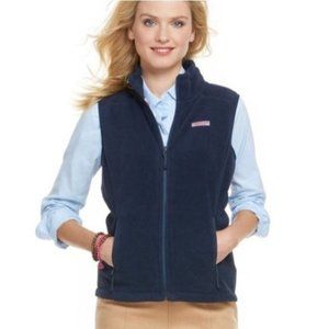 Vineyard Vines Navy Full Zip Sleeveless Fleece Vest Medium